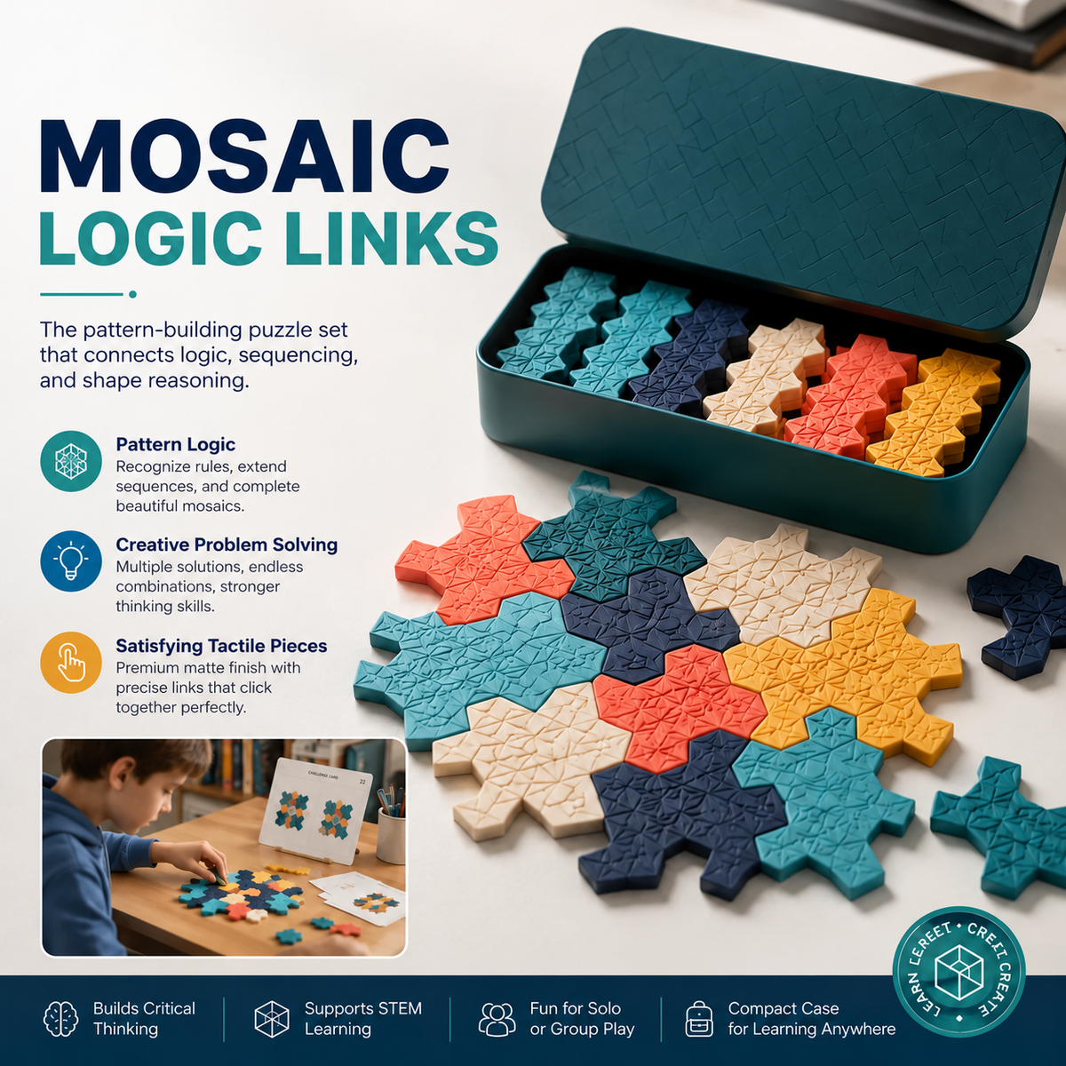 Evertiesp™ Mosaic Logic Links — Interlocking Pattern Challenge Set
