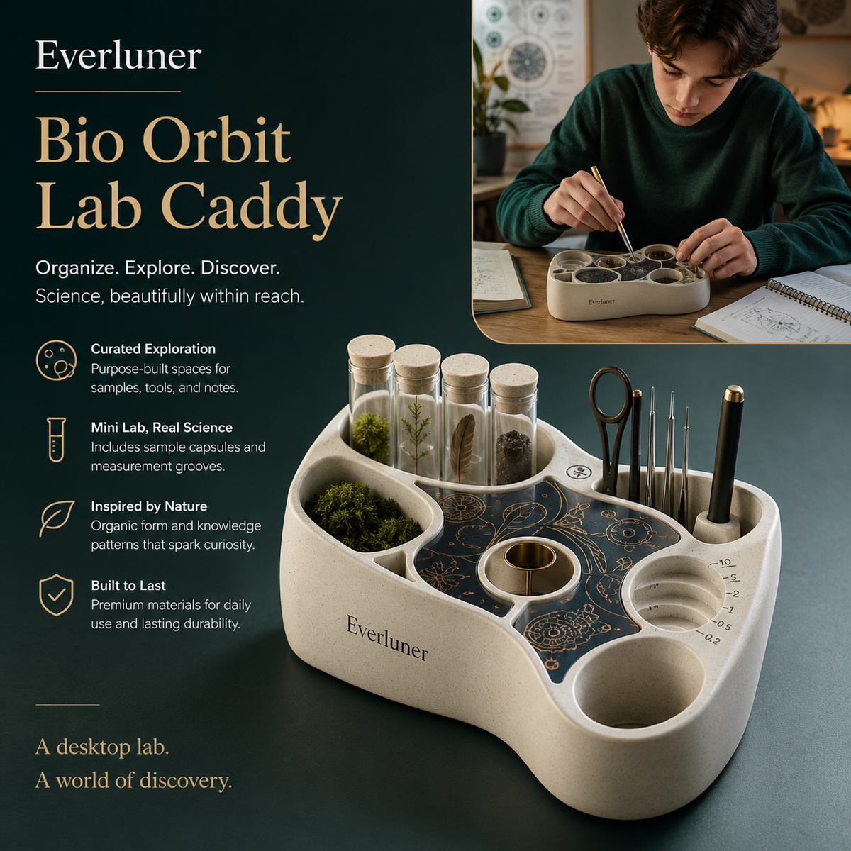 Evertiesp™ Bio Orbit Lab Caddy — Desktop Nature Investigation Station