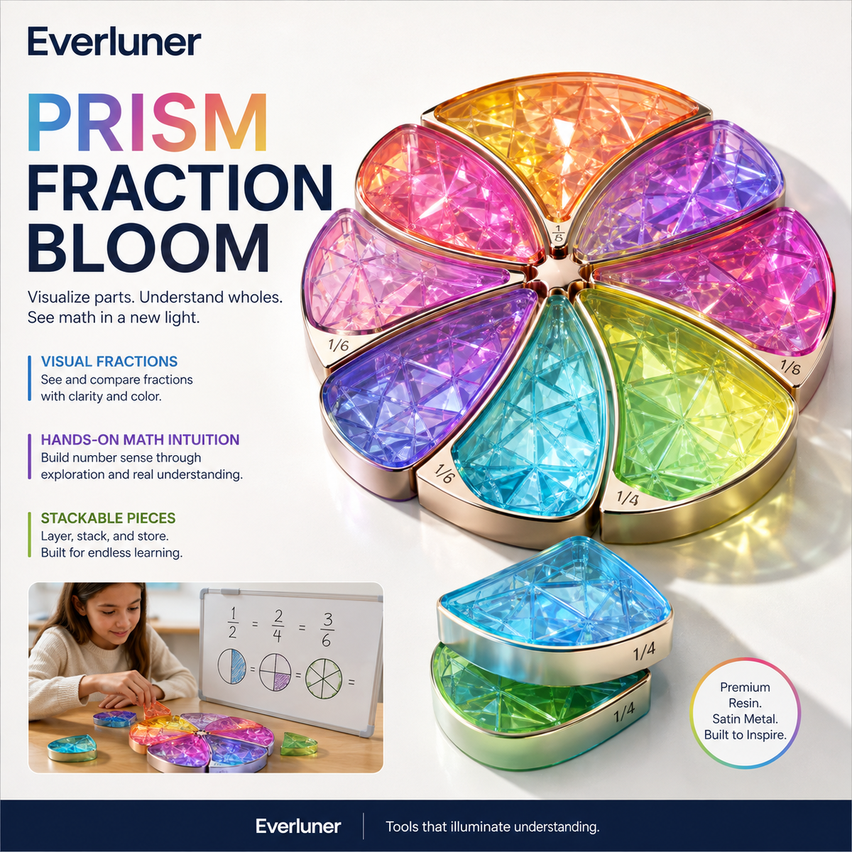Evertiesp™ Prism Fraction Bloom — Color Petal Fraction Explorer